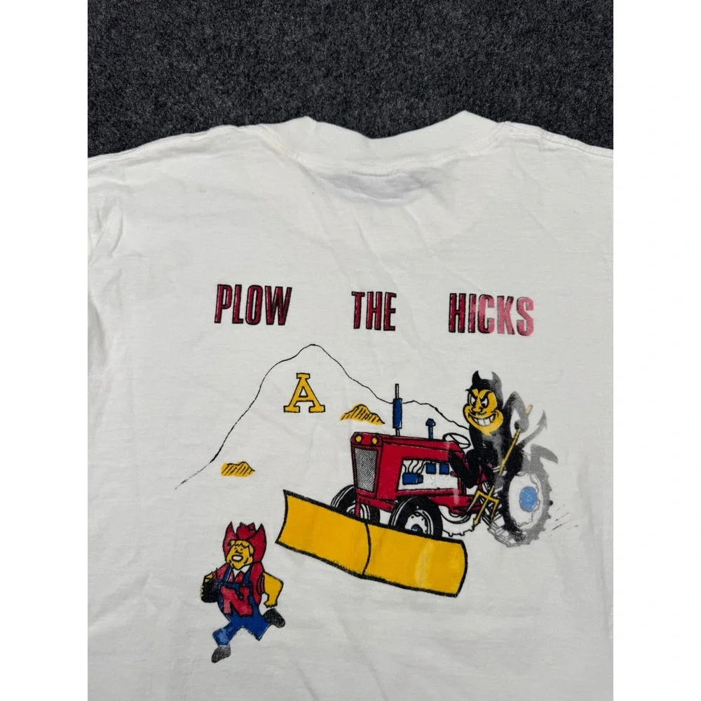 VTG 1987 Nebraska Cornhuskers vs ASU Sun Devils T Shirt Plow The Hicks USA L